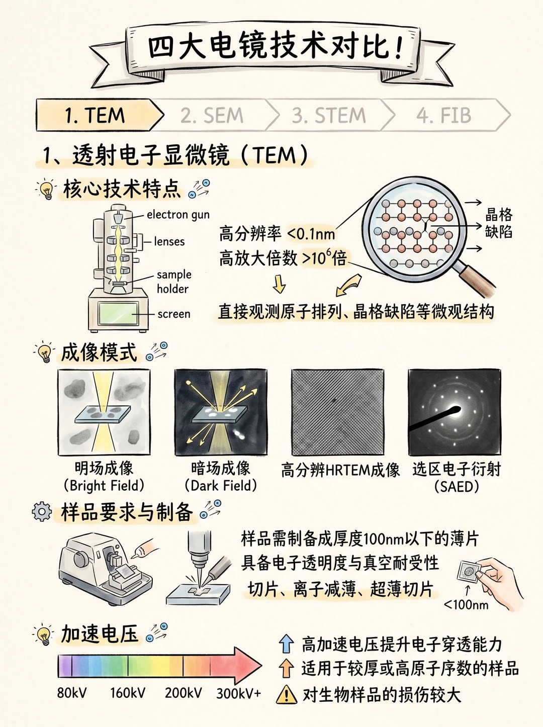 四大王牌电镜TEM/SEM/STEM/Cryo-EM超全对比